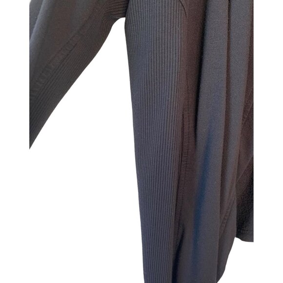ATHLETA Black Nirvana Long Ribbed Sleeve Open-Front Knit Hoodie Cardigan Small - Picture 7 of 10